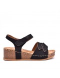 Mixed material wedge sandal