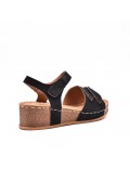 Mixed material wedge sandal