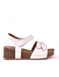 Mixed material wedge sandal