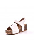 Mixed material wedge sandal
