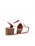Mixed material wedge sandal