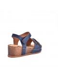 Mixed material wedge sandal