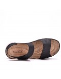 Mixed material wedge sandal