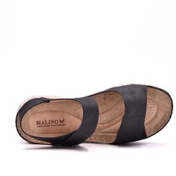 Sandalia cuña de material mixto