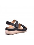 Mixed material wedge sandal
