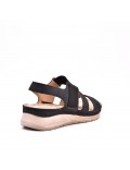 Mixed material wedge sandal