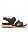 Mixed material wedge sandal