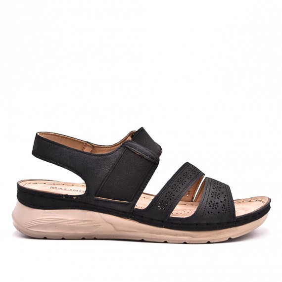 Mixed material wedge sandal