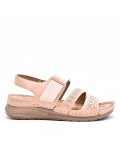Mixed material wedge sandal