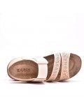 Mixed material wedge sandal
