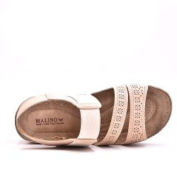 Sandalia cuña de material mixto