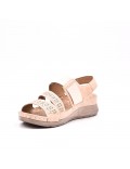 Mixed material wedge sandal