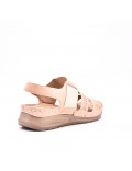 Mixed material wedge sandal