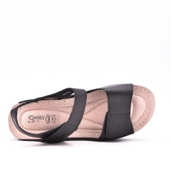 Faux leather wedge sandal