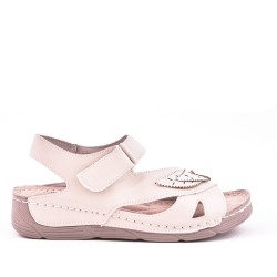 Sandale en simili cuir noire à talon compensé