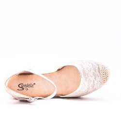 Embroidered wedge sandal