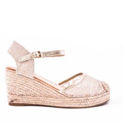Embroidered wedge sandal