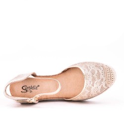 Embroidered wedge sandal