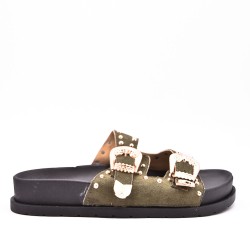 Claquette en simili daim pour femme