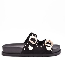 Claquette en simili daim pour femme