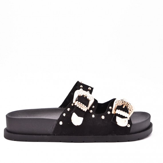 Claquette en simili daim pour femme