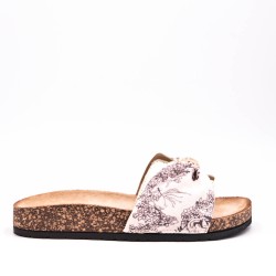 Women's bow slide with pattern