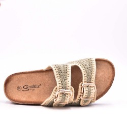 Embroidered strap sandal