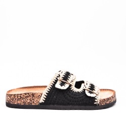 Embroidered strap sandal