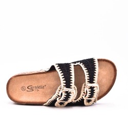 Embroidered strap sandal
