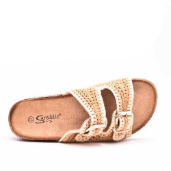 Embroidered strap sandal