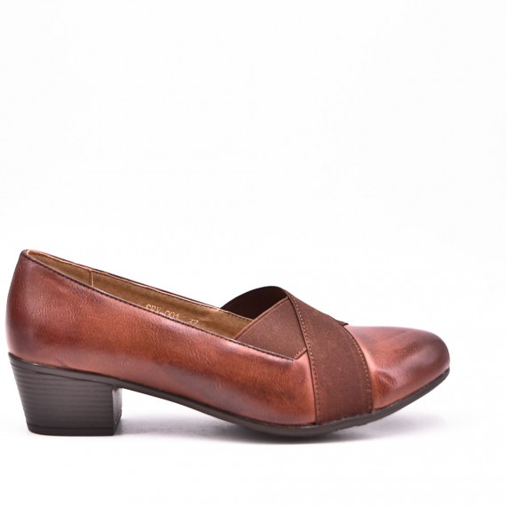 Sandale à talon petit en mix matières pour femme