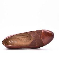 Low-heel sandal in mixed materials for women