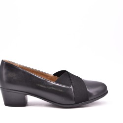 Sandale à talon petit en mix matières pour femme