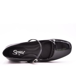 Patent heeled ballerina with a strap