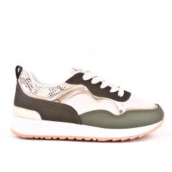 Zapatilla de material mixto para mujer