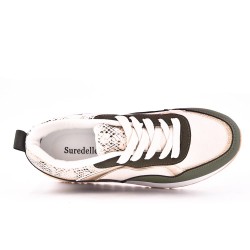 Zapatilla de material mixto para mujer