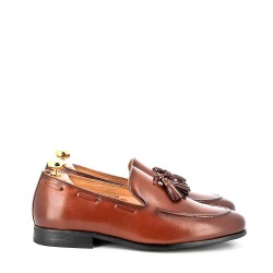 Leather derby with fringe