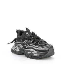 Faux leather lace-up sneaker