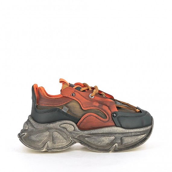 Basket en simili cuir noir à lacet