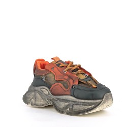 Faux leather lace-up sneaker