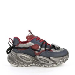 Faux leather lace-up sneaker