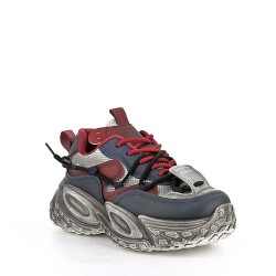 Faux leather lace-up sneaker