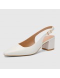 Escarpins slingback en simili cuir à talon carré – bout pointu – femme