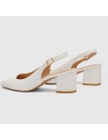 Zapatos slingback de mujer en cuero sintético – tacón ancho – punta fina