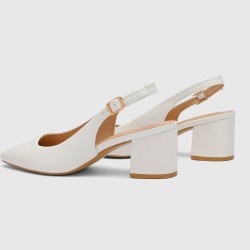 Zapatos slingback de mujer en cuero sintético – tacón ancho – punta fina