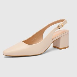 Zapatos slingback de mujer en cuero sintético – tacón ancho – punta fina