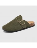 Faux Suede Buckle Mule Sandals – Cork Sole