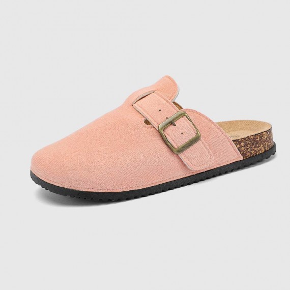 Mules de ante sintético con hebilla – suela de corcho