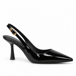 Leatherette pump with heels