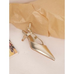 Escarpin en simili cuir à talon 